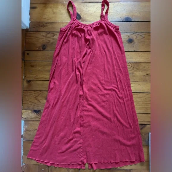 Natural Life Relaxed Button Down Midi Dress - red - Picture 5 of 5